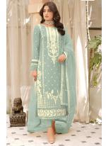 Organza Sea Green Festival Wear Embroidery Work Pakistani Salwar Suit